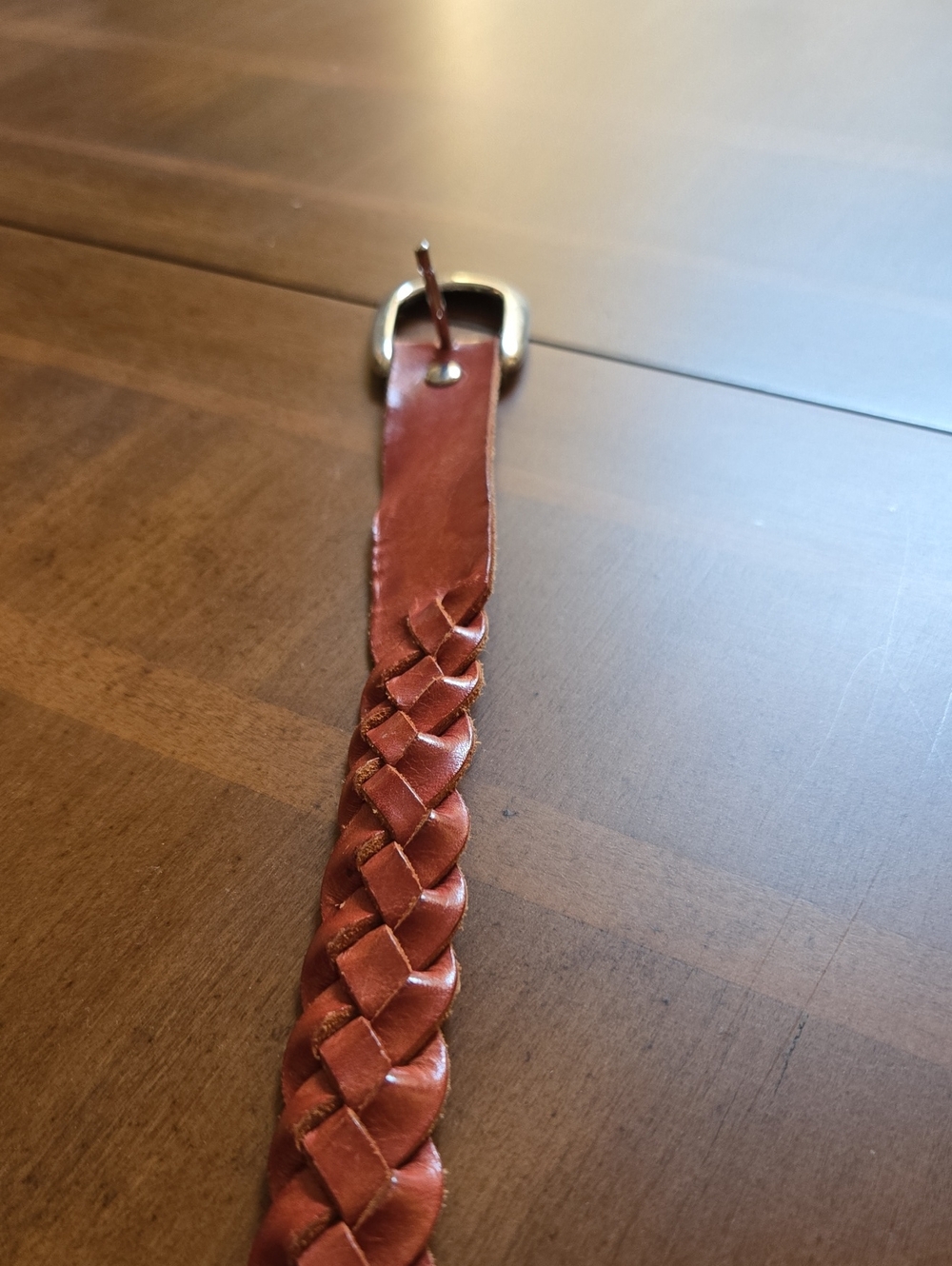 Braided Leather Women Belt - Chestnut Brown